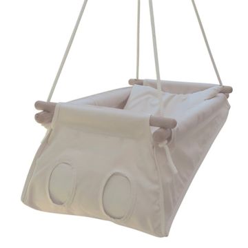 Hamac Bébé Matelas Liège, 100% Bio Ecru, Transformable en balançoire premier âge, Idée Cadeau Naissance, Zebul' Hamac Petite Planete
