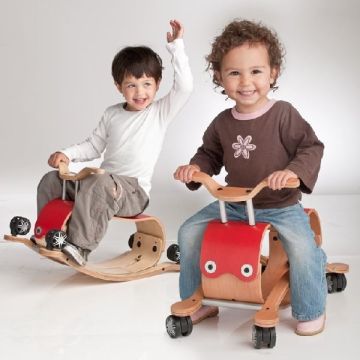 Trotteur pour bébé et jouet à bascule Wishbone Flip 2 en 1 rouge, Livraison Gratuite