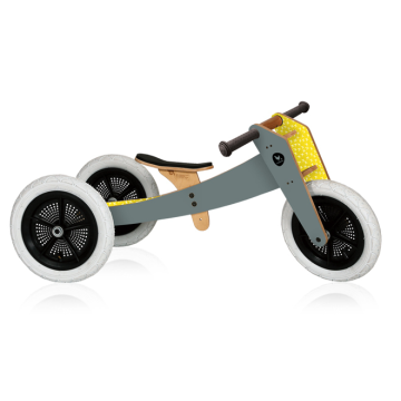 Vélo évolutif Wishbone gris, en bois et sans pédale, Vélo 3en1 28-46cm