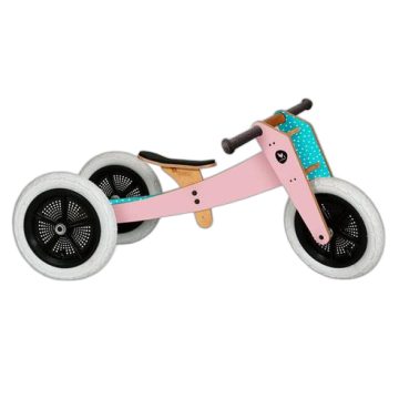 Vélo évolutif Wishbone rose, en bois et sans pédale, Vélo 3en1 28-46cm