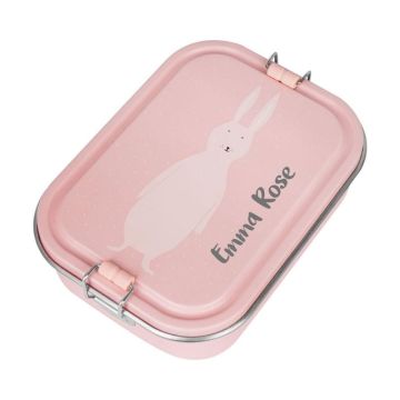 Grande boîte à goûter avec compartiments, personnalisable en inox, lapin de Trixie Baby