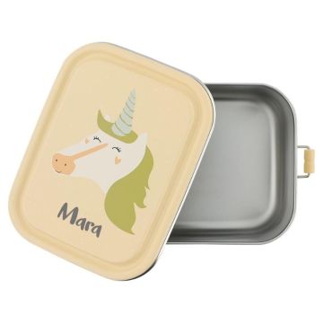 Boîte à gouter personnalisable en inox, licorne de Trixie Baby