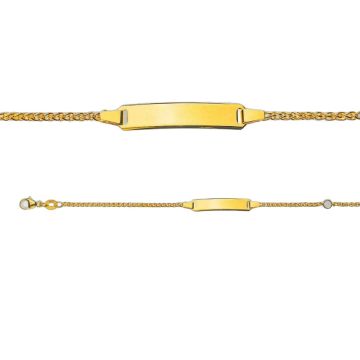 Gourmette bébé or jaune 375 maille tressée gravure