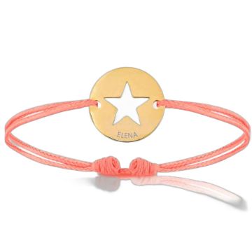 Bracelet bébé cordon rose étoile or Aaina & Co
