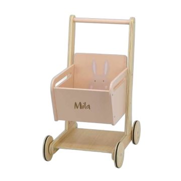 Chariot de courses en bois personnalisable lapin Trixie