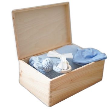 Coffret Naissance Maylily Bleu - Couverture, Bonnet, Hochet