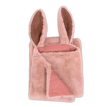 Grande couverture bébé fille Moulin Roty lapin rose