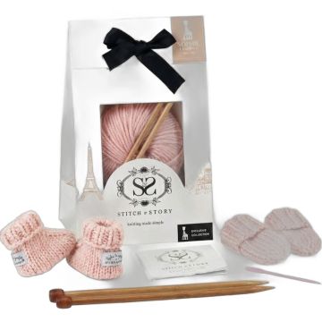 Set tricot chaussons gants Sophie la Girafe rose