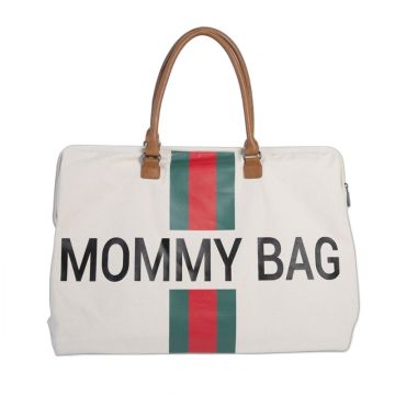 Sac à langer Mommy Bag Crème Rayé vert rouge Childhome