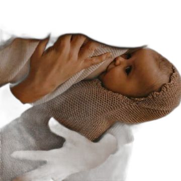 Couverture emmaillotage bébé Ilado fibre naturelle noisette