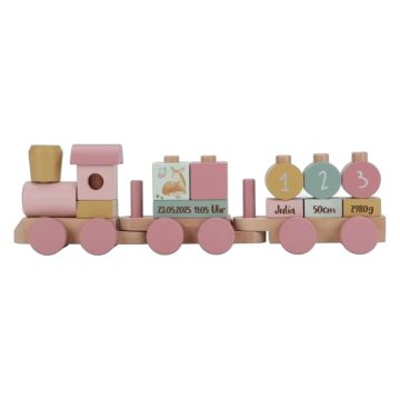 Train en bois personnalisé Little Duck rose | Cadeau bébé