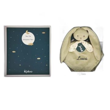 Doudou lapin vert personnalisable Kaloo - Cadeau naissance