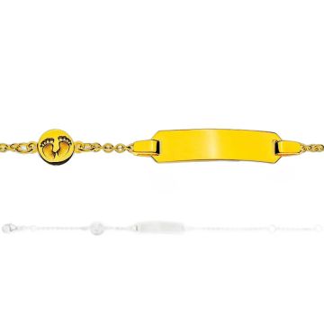 Gourmette bébé or jaune 375 pieds de bébé personnalisable