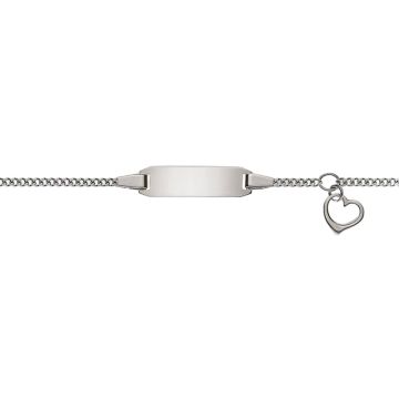 Gourmette Or Blanc 750 Coeur Pendentif Bébé Personnalisable