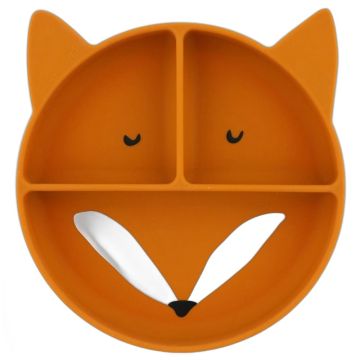 Assiette silicone Mr. Fox Trixie - ventouse compartiments