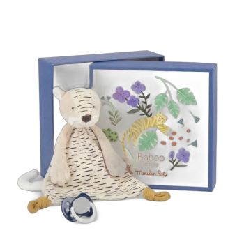 Doudou tigre Baboo personnalisé Moulin Roty - Cadeau naissance