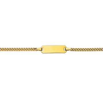 Gourmette or jaune 375, plaquette rectangulaire, 3 tailles