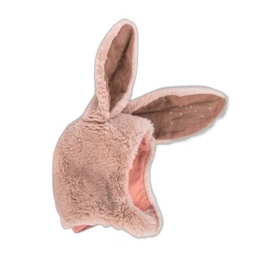 Bonnet lapin rose Moulin Roty pour bébé fille 6-18 mois