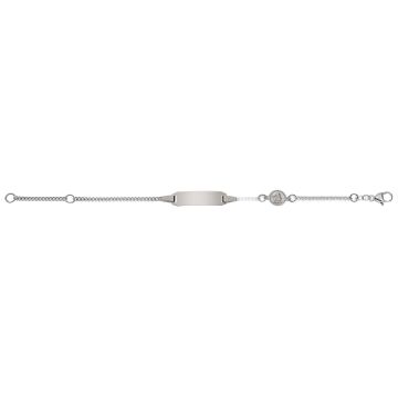 Gourmette Ange Or Blanc 750 - Bracelet Identité Enfant 14cm
