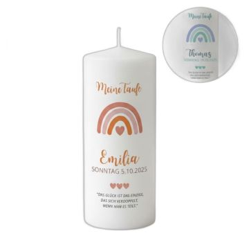 Bougie de baptême arc-en-ciel personnalisable