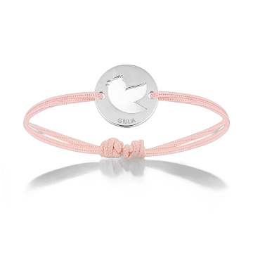 Bracelet cordon oiseau rose Aaina & Co