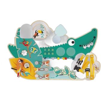 Busy Board Crocodile Janod - Panneau d'activités dès 18 mois
