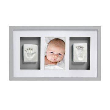 Cadre Photo Bébé avec empreintes pied main gris – Pearhead