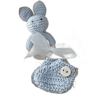 Coffret naissance 3 pièces Bunny Maylily gris crochet