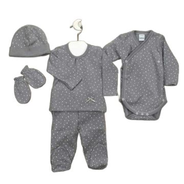 Coffret naissance Babidu – 5 pièces coton anthracite