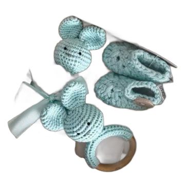 Coffret Naissance Maylily - Boîte Bois Crochet Menthe