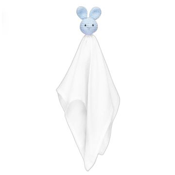 Doudou lapin crochet bleu ciel prénom brodé Maylily