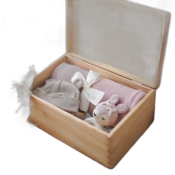Coffret naissance laine mérinos personnalisable Maylily rose