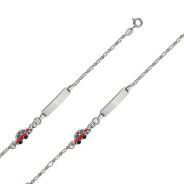 Gourmette argent 925 rhodié garçon motif voiture émail