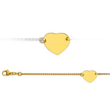 Gourmette Cœur Or Jaune 750 – Bracelet Enfant 14 cm