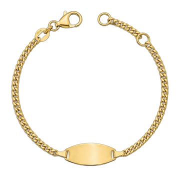 Gourmette Or Jaune 375 pour bébé - Plaquette ovale à graver