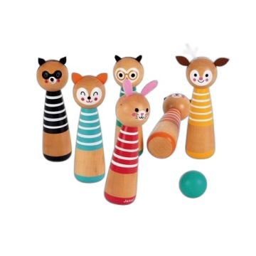 Quilles en bois Janod, jeu d’extérieur pour enfant dès 3 ans