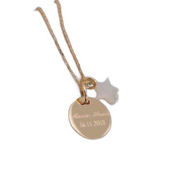 Médaille de baptême personnalisée Aismée - Collier étoile nacre