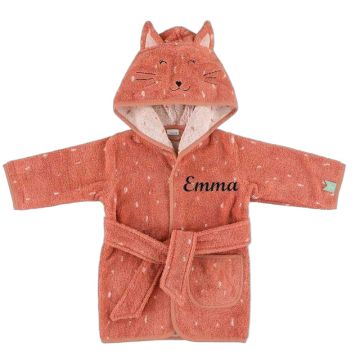 Peignoir Trixie Baby chat rose personnalisé 1-2 ans