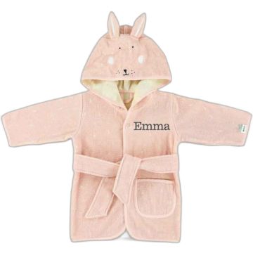 Peignoir Trixie Baby Lapin rose personnalisable 1-2 ans