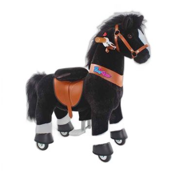 Cheval Pony Cycle Black White – Roulettes, frein à main, sans piles