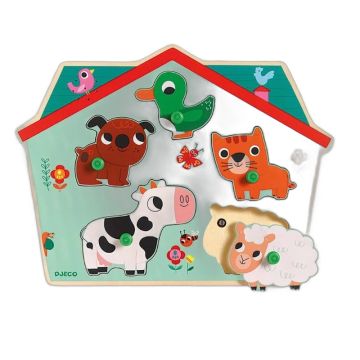 Puzzle sonore Djeco – Animaux de la ferme, dès 12 mois