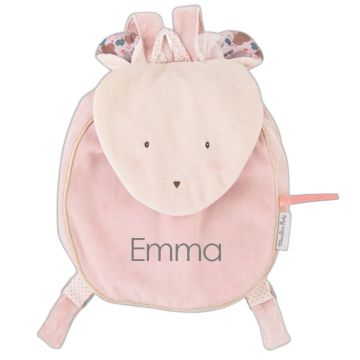 Sac à dos enfant Souris rose brodé prénom | Moulin Roty