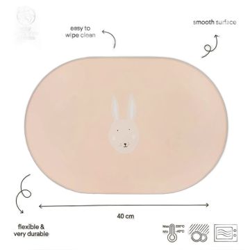 Set de table lapin rose antidérapant Trixie | Cadeau bébé