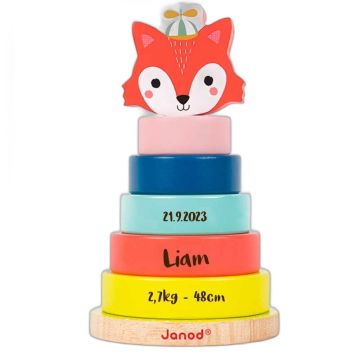 Tour à empiler Renard Janod - Cadeau personnalisable