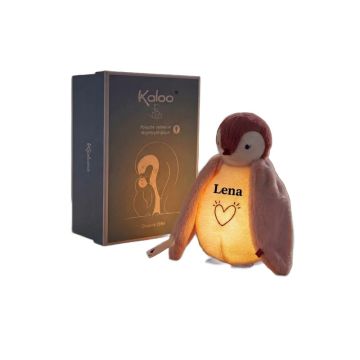 Veilleuse manchot Kaloo personnalisable prénom rose