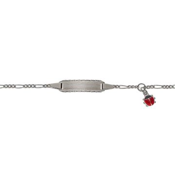 Gourmette Coccinelle Or Blanc 750 - Bracelet Identité Bébé