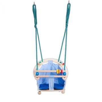 Balançoire Bébé Bajo Swing – Bois et Tissu Dès 12 Mois