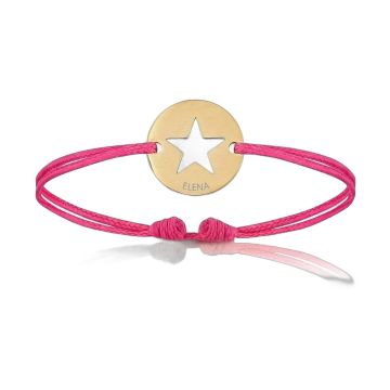 Bracelet plaqué or étoile cordon fuschia Aaina & Co