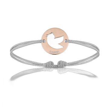 Bracelet cordon oiseau gris plaqué or rosé Aaina & Co