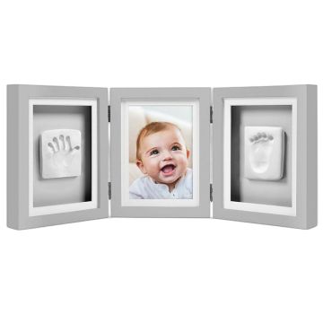 Cadre photo empreintes bébé main pied Pearhead gris - Idée cadeau